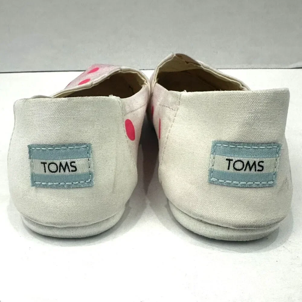 Toms Flats Womens 8.5 Pink & White Polka Dot Classic Alpargata Espadrille Casual